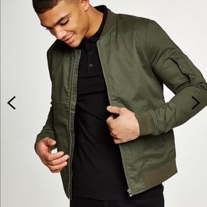 Topman Khaki Stretch Bomber Jacket